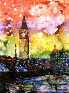 Watercolor Tutorial of Big Ben on YUPO synthetic paper